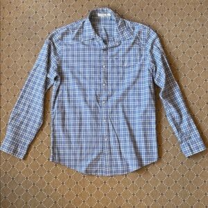 Criquet Men's Blue Plaid Button Down Shirt-NWOT